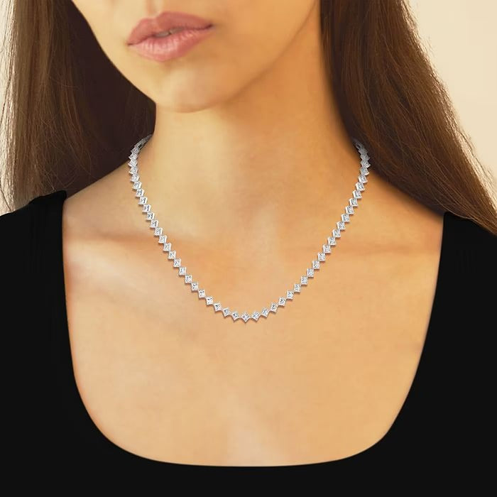 20.00 Ct Princess Lab Grown Diamond Fashion & Tennis Necklace