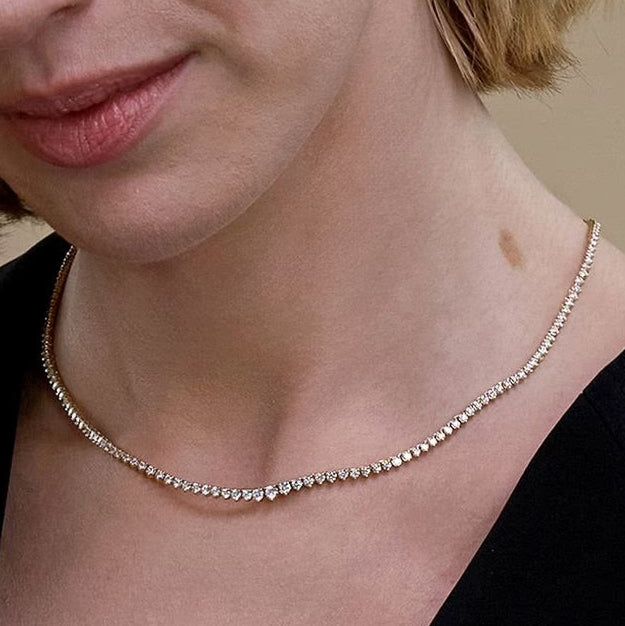4.00 Ct Round Lab Grown Diamond Graduated Riviera Tennis Necklace
