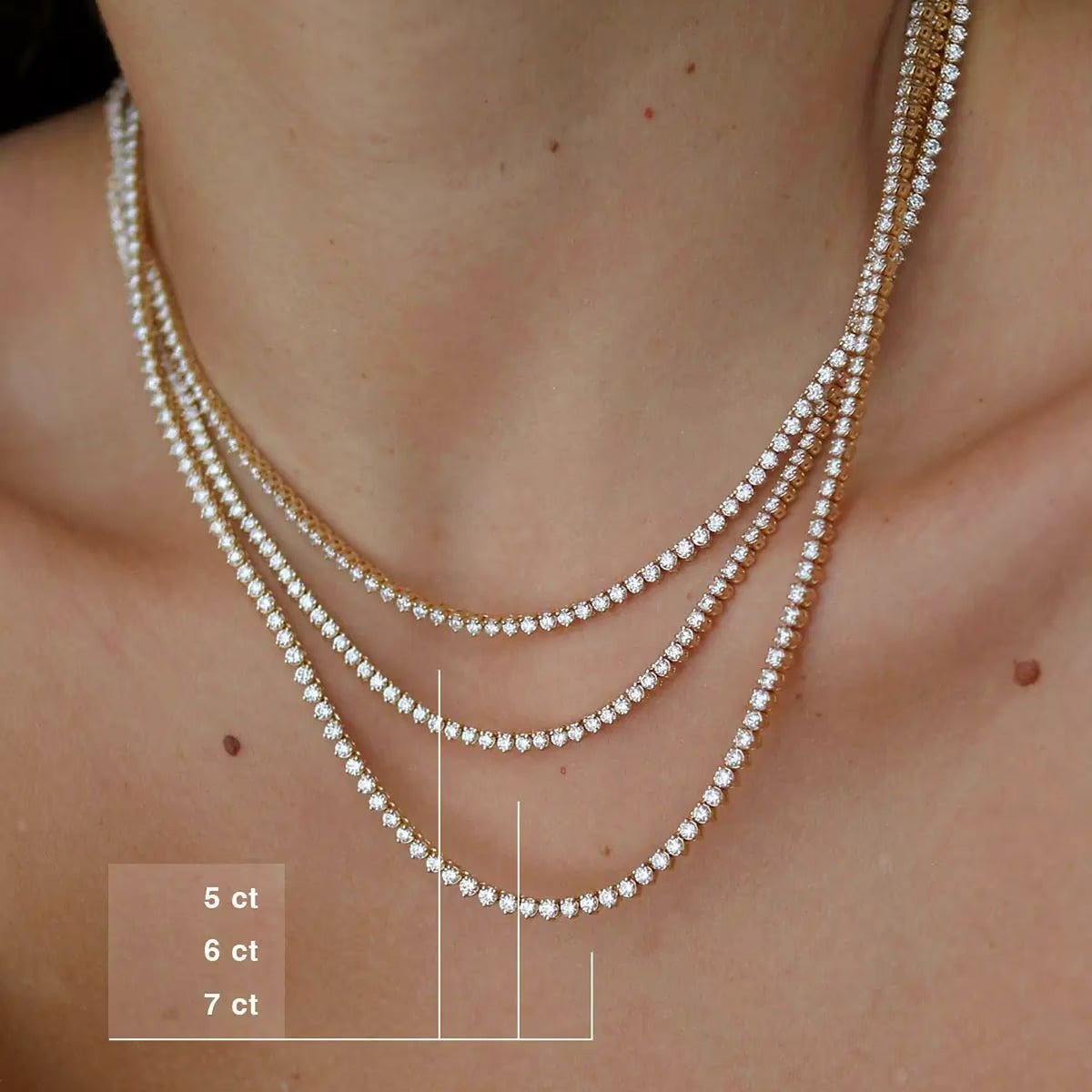 10.50 Ct Round Lab Grown Diamond Three-Prong Tennis Necklace