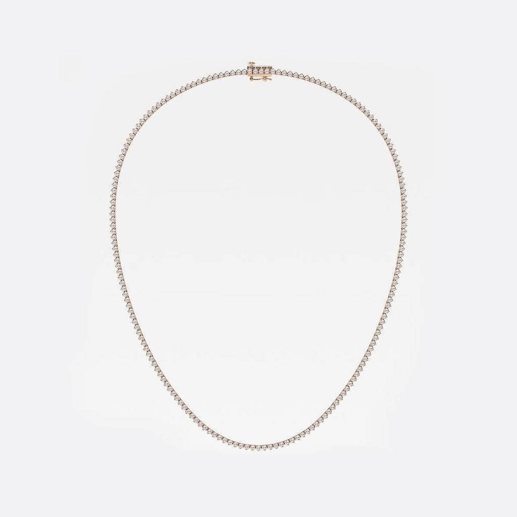 10.50 Ct Round Lab Grown Diamond Three-Prong Tennis Necklace