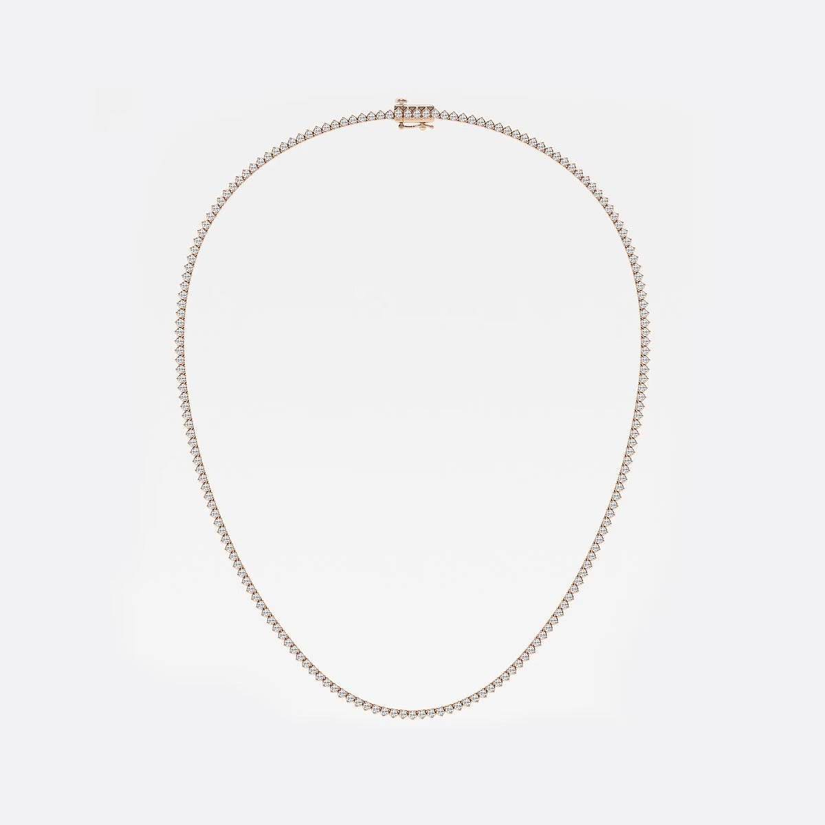 10.50 Ct Round Lab Grown Diamond Three-Prong Tennis Necklace