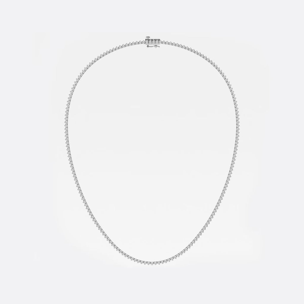 10.50 Ct Round Lab Grown Diamond Three-Prong Tennis Necklace