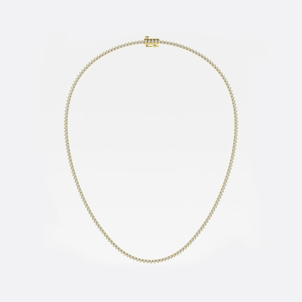 10.50 Ct Round Lab Grown Diamond Three-Prong Tennis Necklace