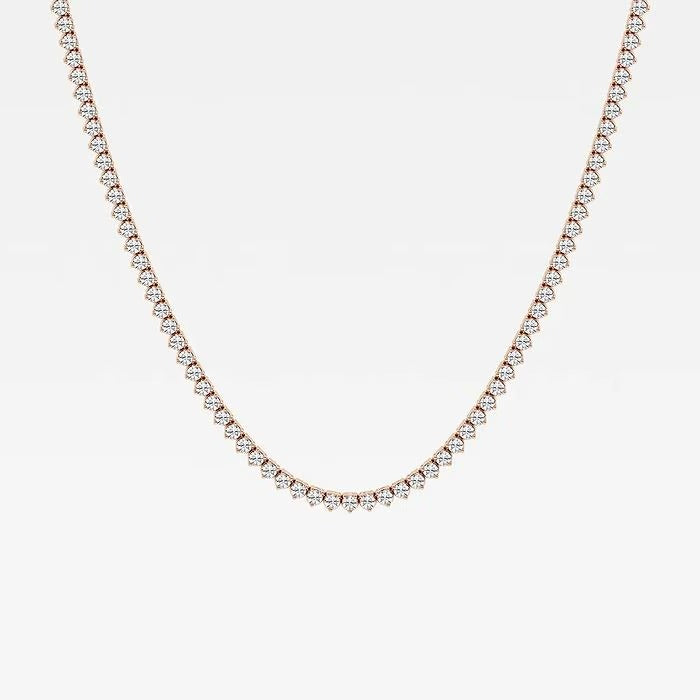 10.50 Ct Round Lab Grown Diamond Three-Prong Tennis Necklace