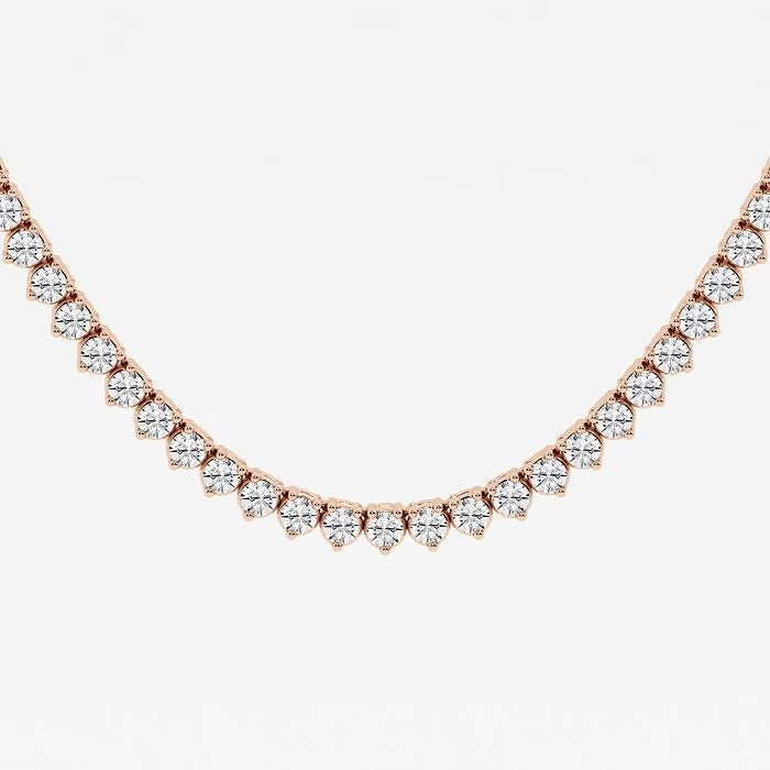 10.50 Ct Round Lab Grown Diamond Three-Prong Tennis Necklace