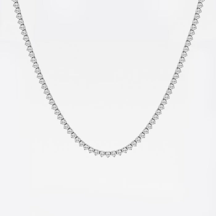 10.50 Ct Round Lab Grown Diamond Three-Prong Tennis Necklace