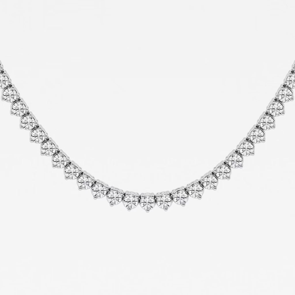 10.50 Ct Round Lab Grown Diamond Three-Prong Tennis Necklace