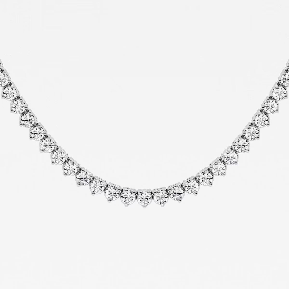 10.50 Ct Round Lab Grown Diamond Three-Prong Tennis Necklace