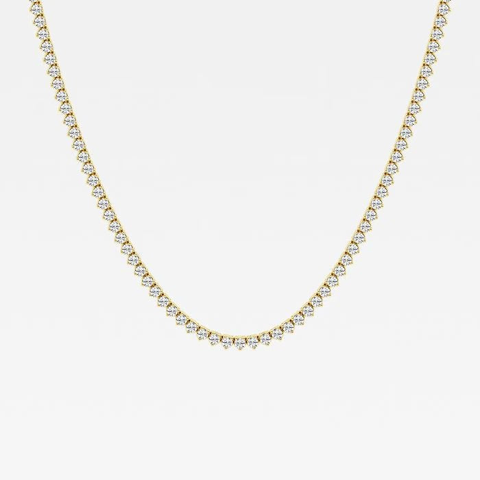 10.50 Ct Round Lab Grown Diamond Three-Prong Tennis Necklace