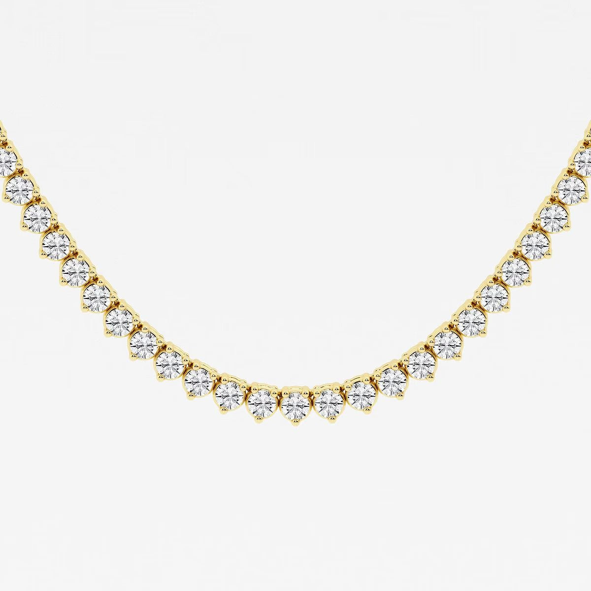 10.50 Ct Round Lab Grown Diamond Three-Prong Tennis Necklace