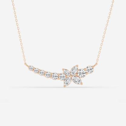 1.70 Ct Marquise Lab Grown Diamond Curved Butterfly Fashion Necklace