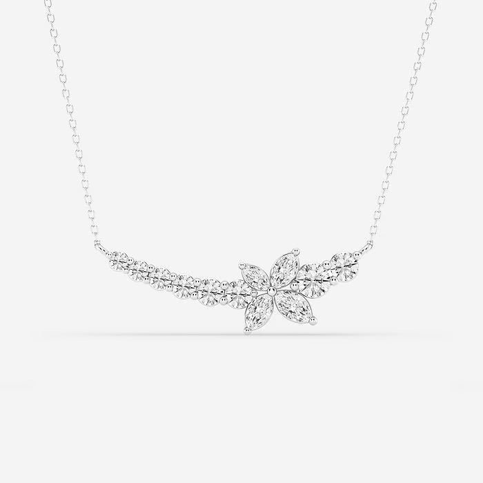 1.70 Ct Marquise Lab Grown Diamond Curved Butterfly Fashion Necklace