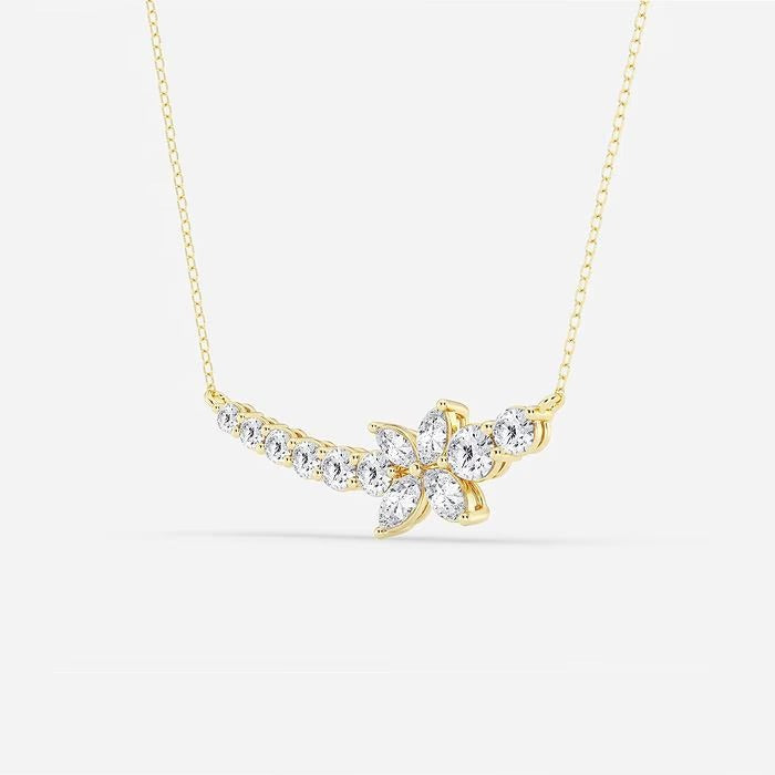 1.70 Ct Marquise Lab Grown Diamond Curved Butterfly Fashion Necklace