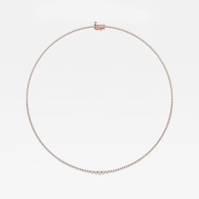4.00 Ct Round Lab Grown Diamond Graduated Riviera Tennis Necklace