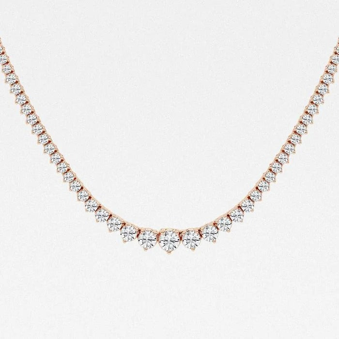 5.00 Ct Round Lab Grown Diamond Graduated Riviera Tennis Necklace