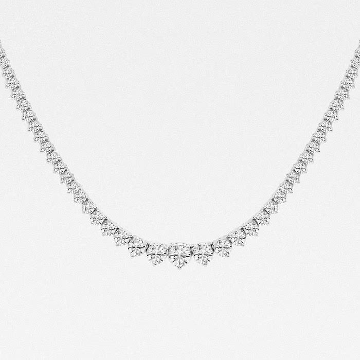 5.00 Ct Round Lab Grown Diamond Graduated Riviera Tennis Necklace