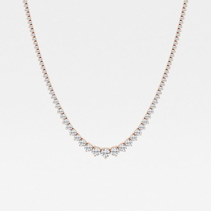 10.00 Ct Round Lab Grown Diamond Graduated Riviera Tennis Necklace
