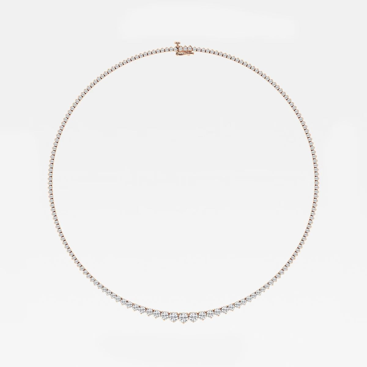 10.00 Ct Round Lab Grown Diamond Graduated Riviera Tennis Necklace