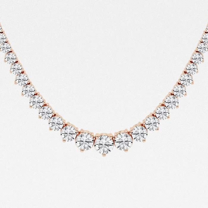 10.00 Ct Round Lab Grown Diamond Graduated Riviera Tennis Necklace
