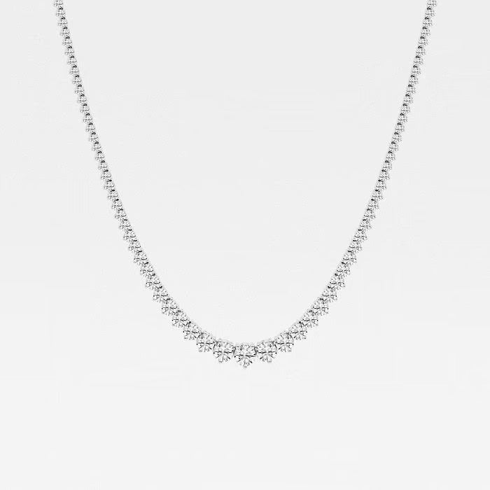 10.00 Ct Round Lab Grown Diamond Graduated Riviera Tennis Necklace