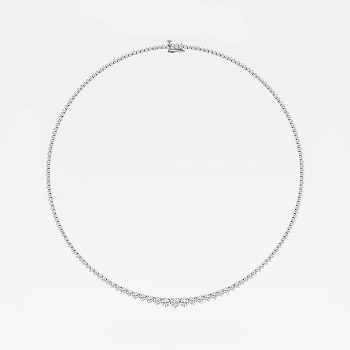 10.00 Ct Round Lab Grown Diamond Graduated Riviera Tennis Necklace