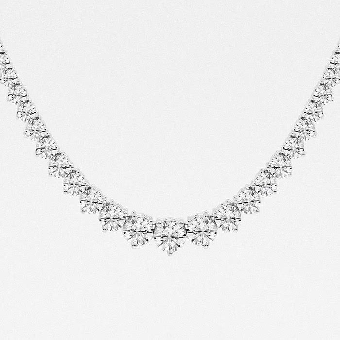 10.00 Ct Round Lab Grown Diamond Graduated Riviera Tennis Necklace