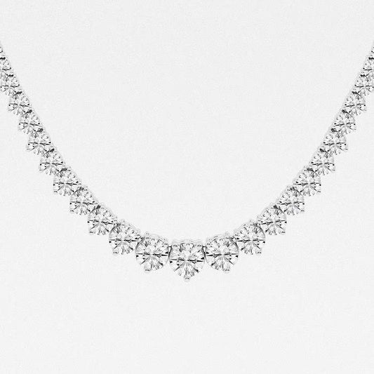 10.00 Ct Round Lab Grown Diamond Graduated Riviera Tennis Necklace