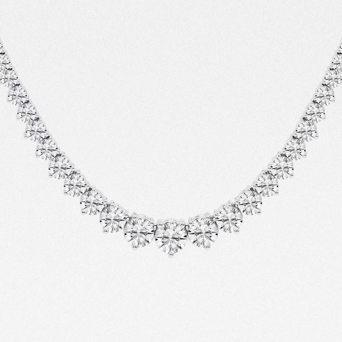 38.80 Ct Round Lab Grown Diamond Graduated Riviera Tennis Necklace