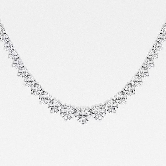 38.80 Ct Round Lab Grown Diamond Graduated Riviera Tennis Necklace