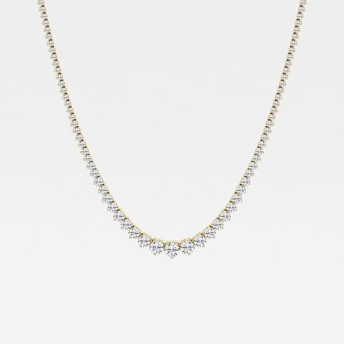 10.00 Ct Round Lab Grown Diamond Graduated Riviera Tennis Necklace
