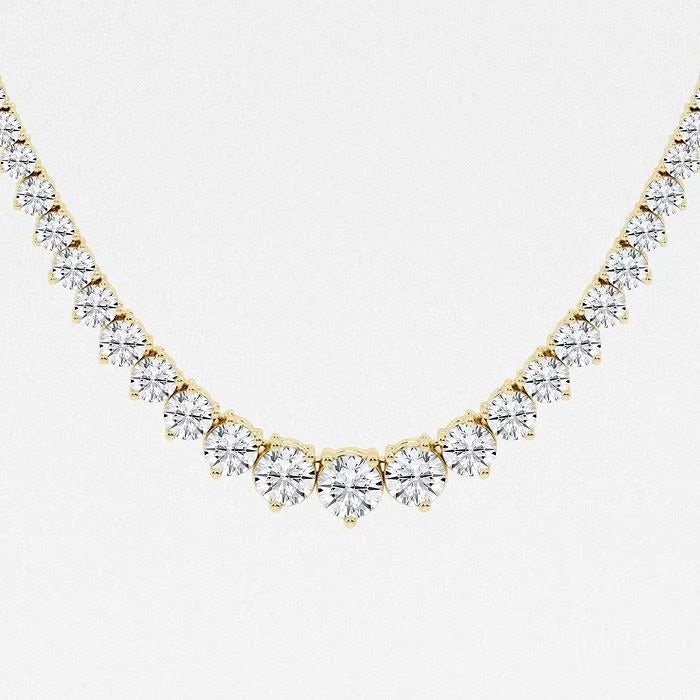 38.80 Ct Round Lab Grown Diamond Graduated Riviera Tennis Necklace