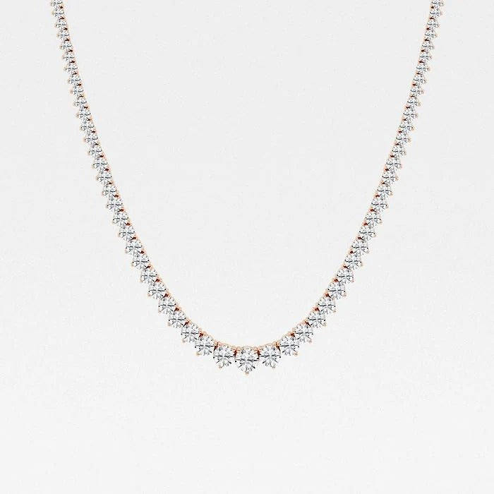 12.00 Ct Round Lab Grown Diamond Graduated Riviera Tennis Necklace