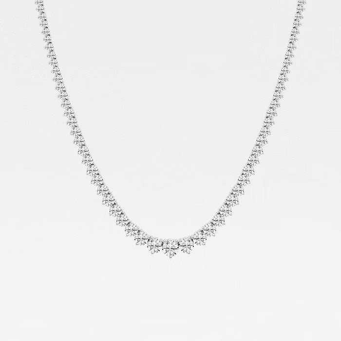 12.00 Ct Round Lab Grown Diamond Graduated Riviera Tennis Necklace