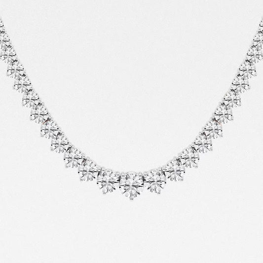 12.00 Ct Round Lab Grown Diamond Graduated Riviera Tennis Necklace