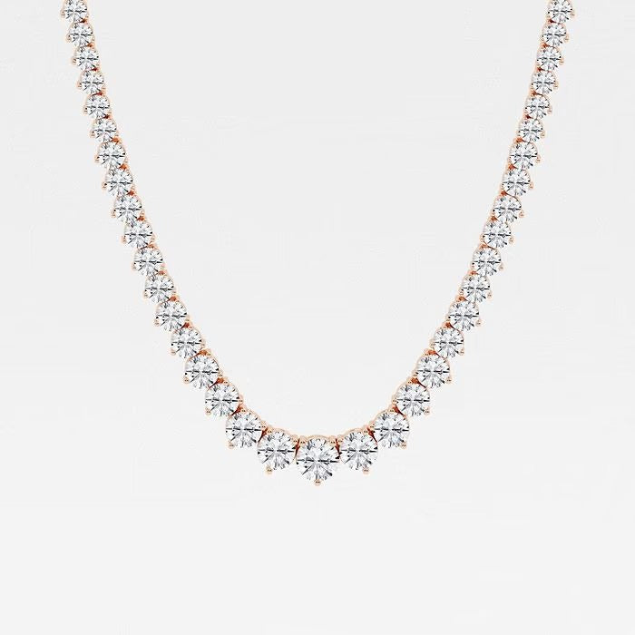 38.80 Ct Round Lab Grown Diamond Graduated Riviera Tennis Necklace