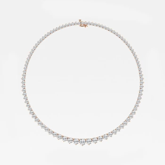 38.80 Ct Round Lab Grown Diamond Graduated Riviera Tennis Necklace