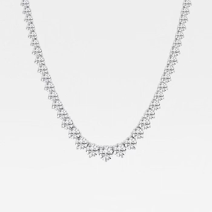 38.80 Ct Round Lab Grown Diamond Graduated Riviera Tennis Necklace
