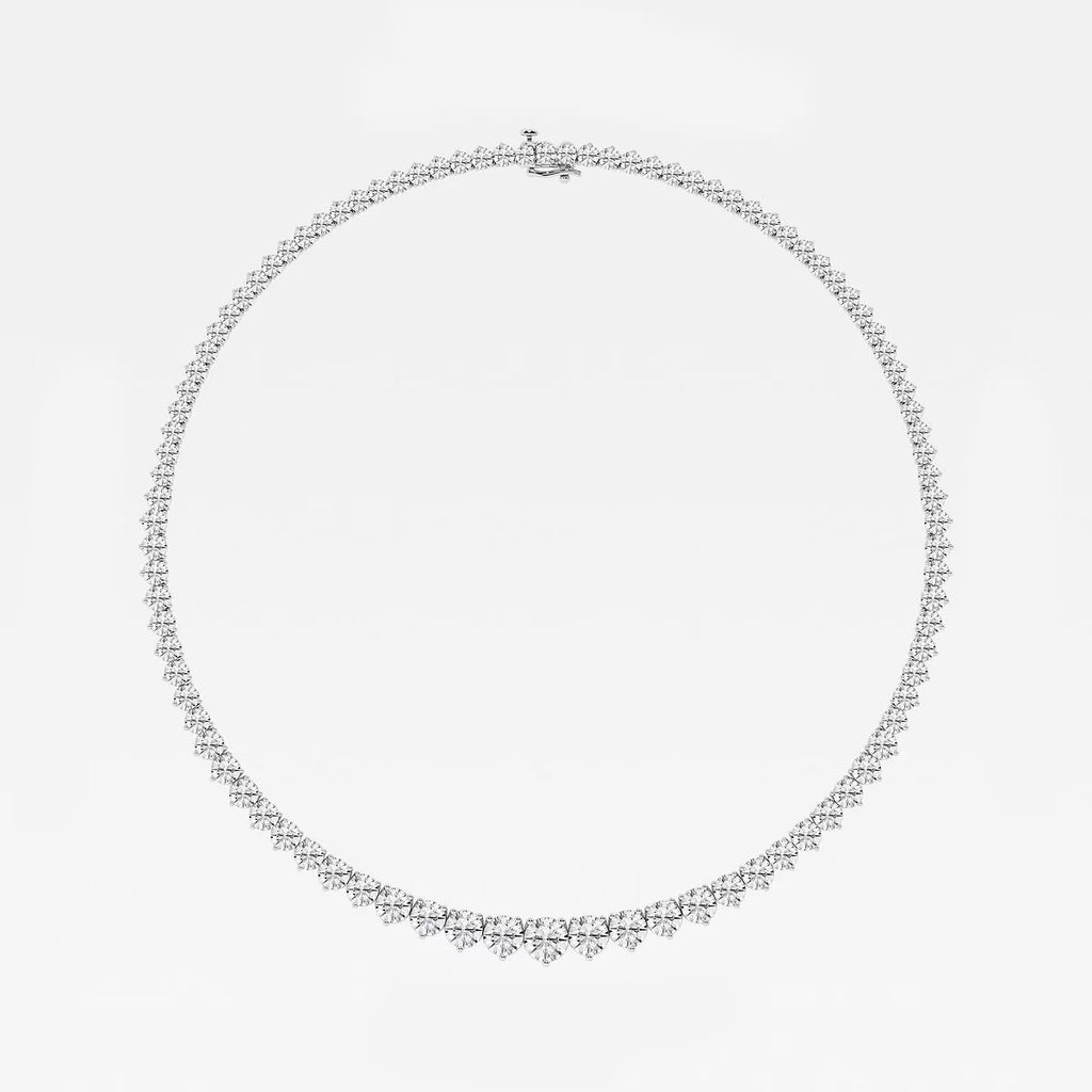 38.80 Ct Round Lab Grown Diamond Graduated Riviera Tennis Necklace