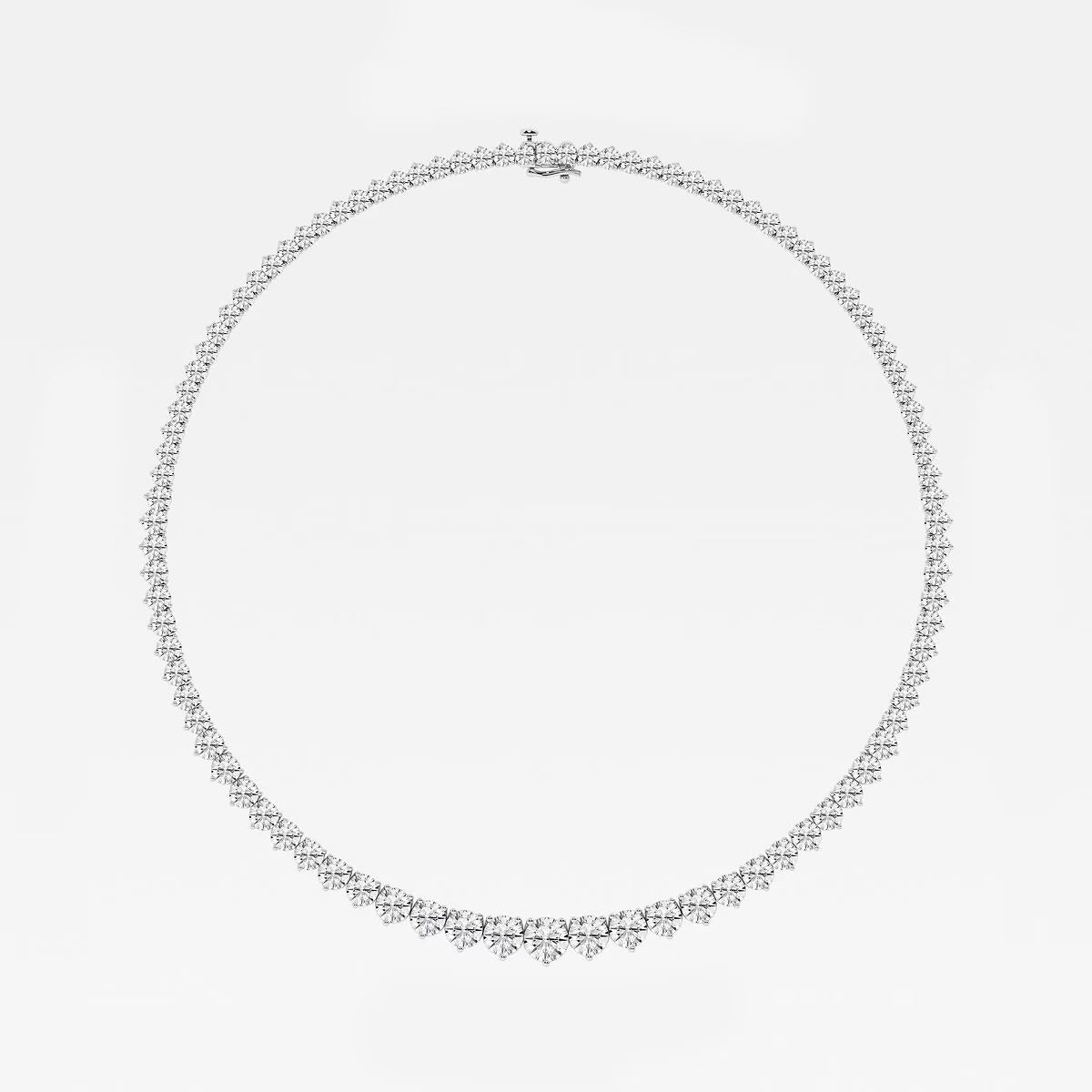 38.80 Ct Round Lab Grown Diamond Graduated Riviera Tennis Necklace