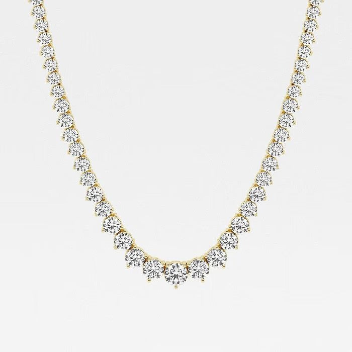 38.80 Ct Round Lab Grown Diamond Graduated Riviera Tennis Necklace