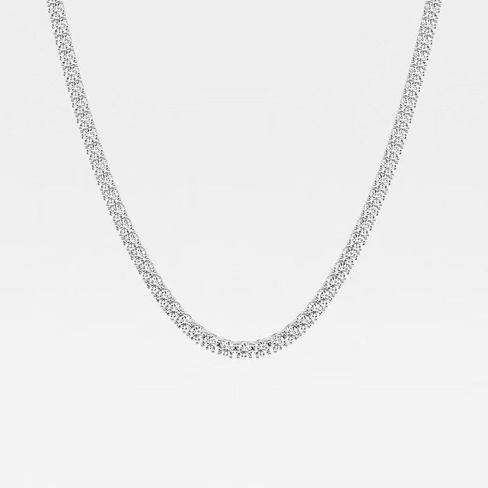 27.80 Ct Round Lab Grown Diamond Four Prong Tennis Necklace