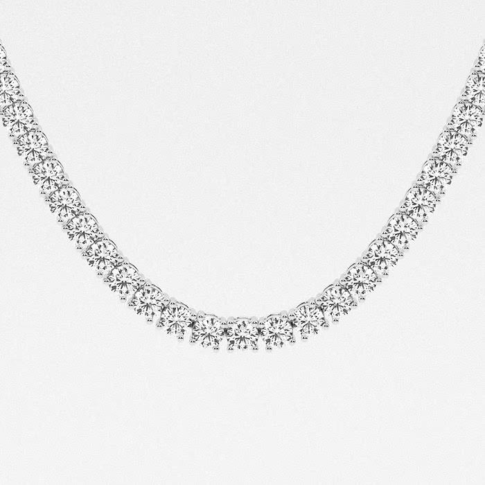 30.60 Ct Round Lab Grown Diamond Four Prong Tennis Necklace
