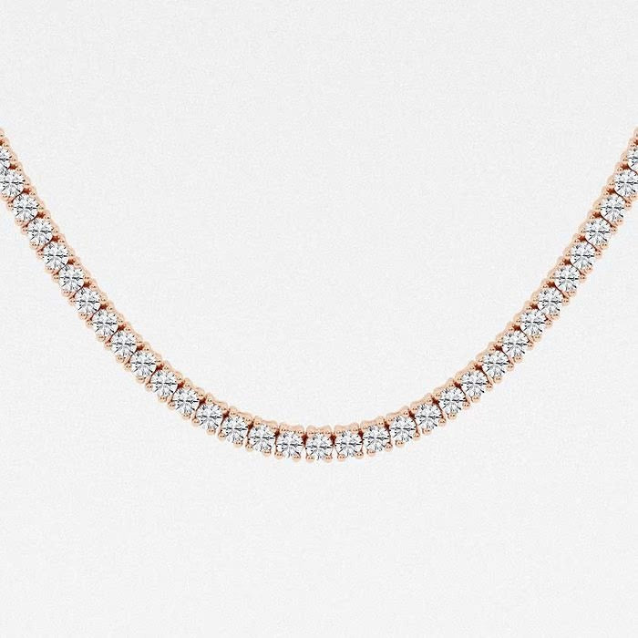 10.50 Ct Round Lab Grown Diamond Four Prong Tennis Necklace