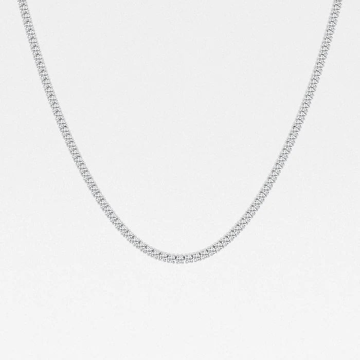 12.50 Ct Round Lab Grown Diamond Four Prong Tennis Fashion Necklace