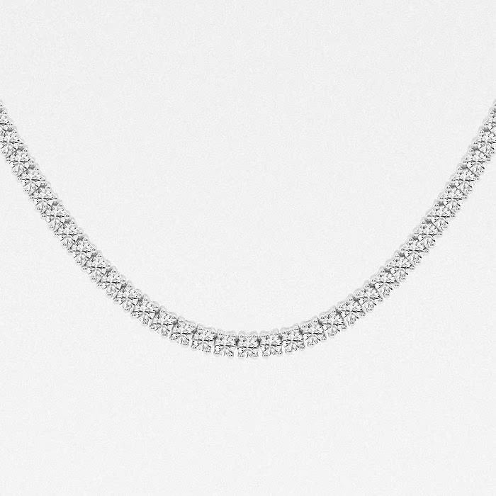 12.50 Ct Round Lab Grown Diamond Four Prong Tennis Fashion Necklace