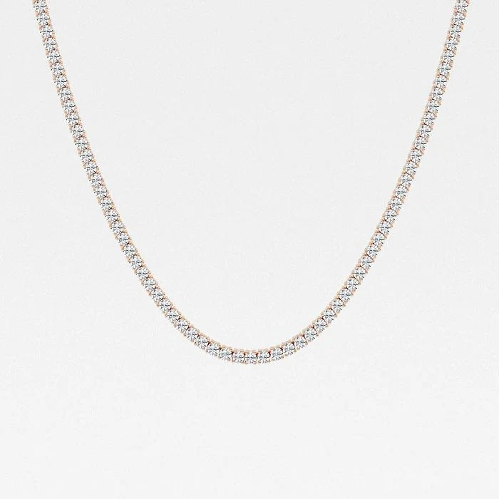 16.30 Ct Round Lab Grown Diamond Four Prong Tennis Fashion Necklace