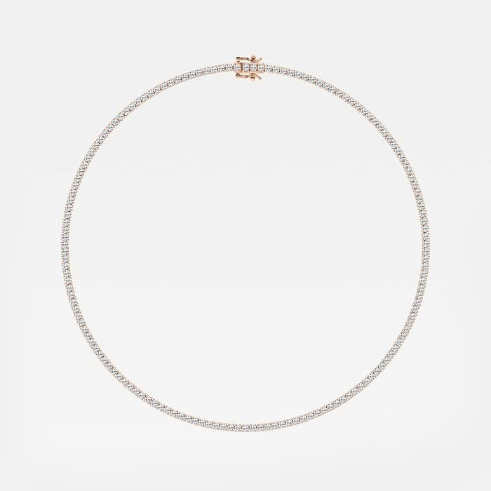 16.30 Ct Round Lab Grown Diamond Four Prong Tennis Fashion Necklace