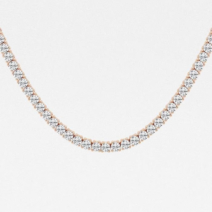 16.30 Ct Round Lab Grown Diamond Four Prong Tennis Fashion Necklace