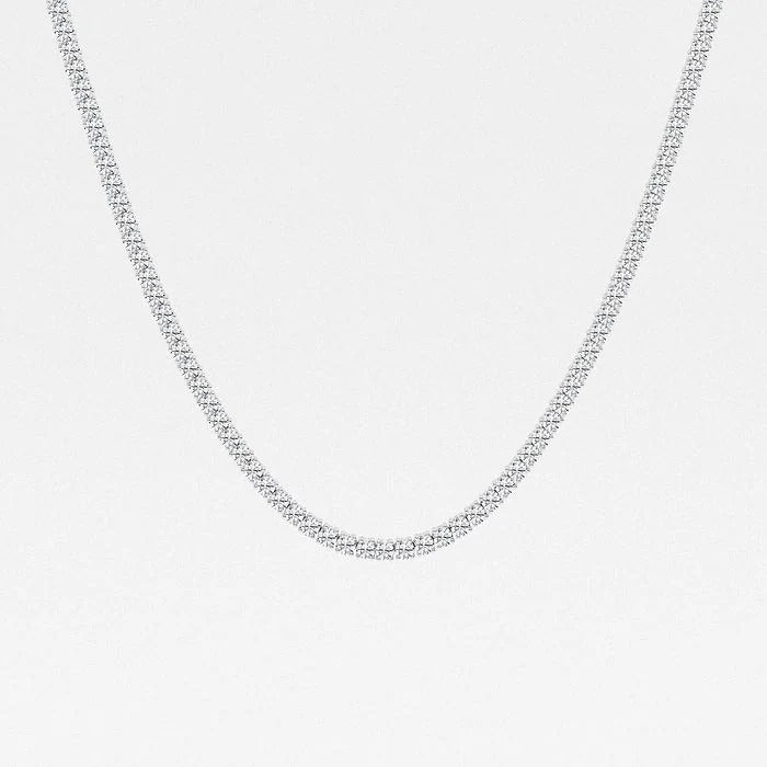 16.30 Ct Round Lab Grown Diamond Four Prong Tennis Fashion Necklace