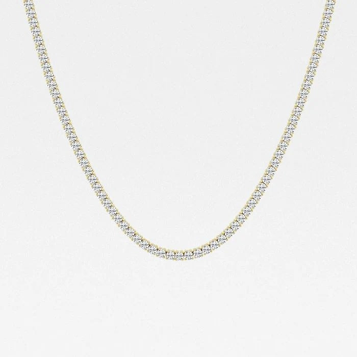 16.30 Ct Round Lab Grown Diamond Four Prong Tennis Fashion Necklace